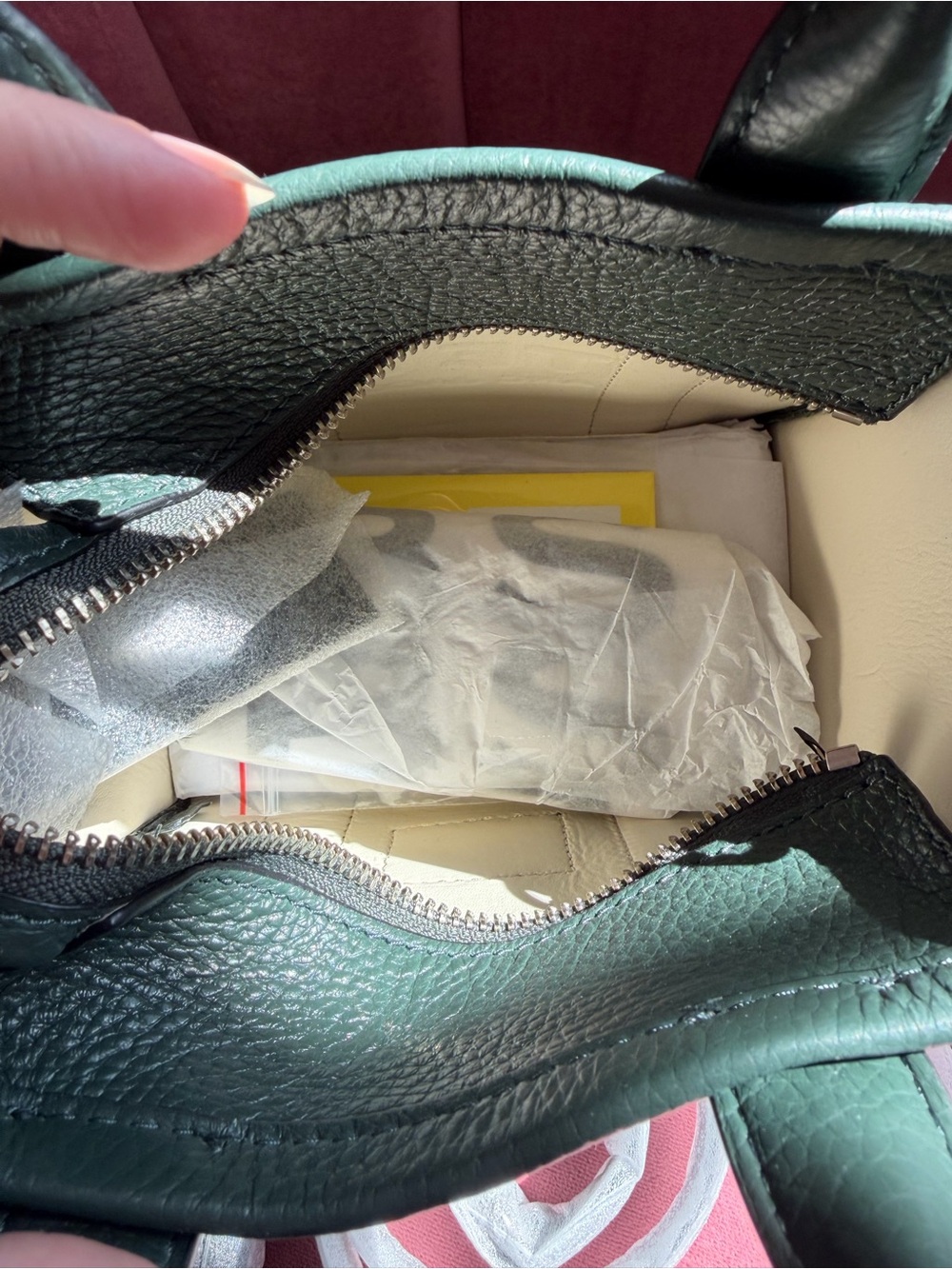 Marc Jacobs Mini Tote Bag in Deep Green Pebbled Leather - Picture 3 of 7